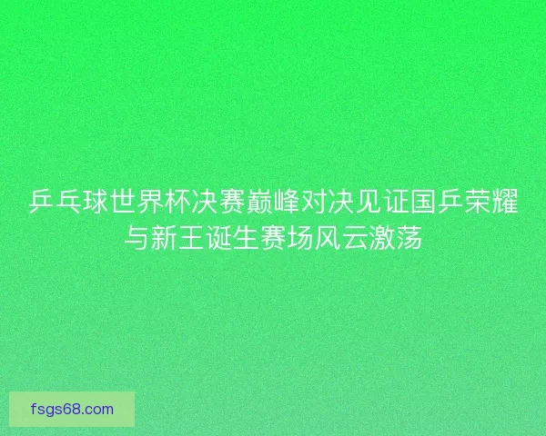 乒乓球世界杯决赛巅峰对决见证国乒荣耀与新王诞生赛场风云激荡